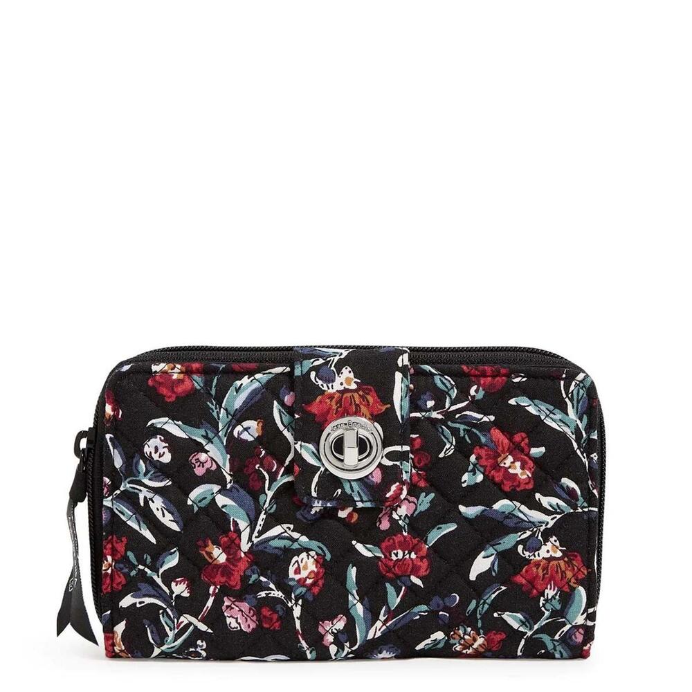 Vera Bradley RFID Riley  turnlock Wallet Perennials Noir NEW with tags
